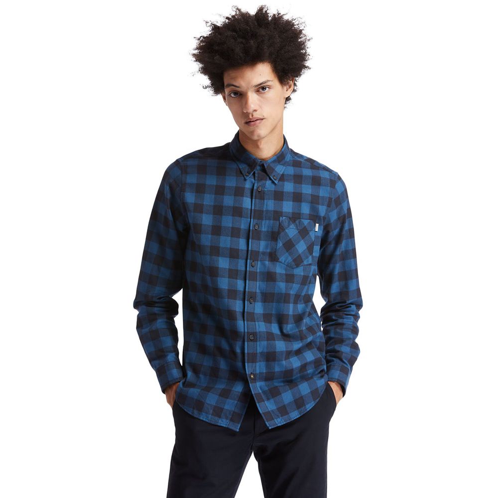 Timberland Mens Shirts Nashua River Long-Sleeve Flannel Check - Navy - India SD3670529